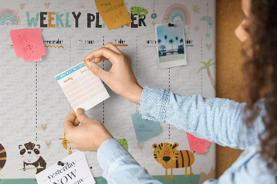 Cork memo board Weekly planner animals
