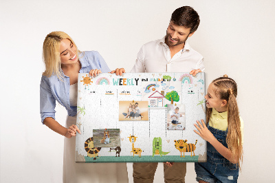 Cork memo board Weekly planner animals
