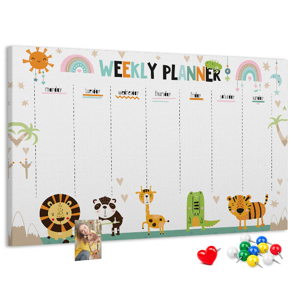 Cork memo board Weekly planner animals