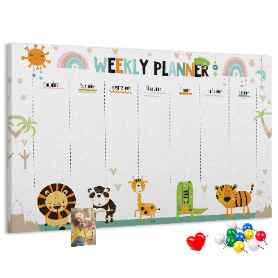 Cork memo board Weekly planner animals