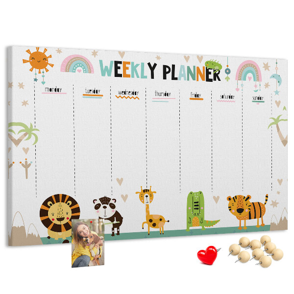 Cork memo board Weekly planner animals