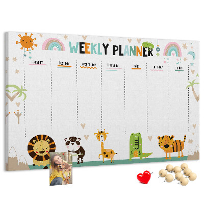 Cork memo board Weekly planner animals