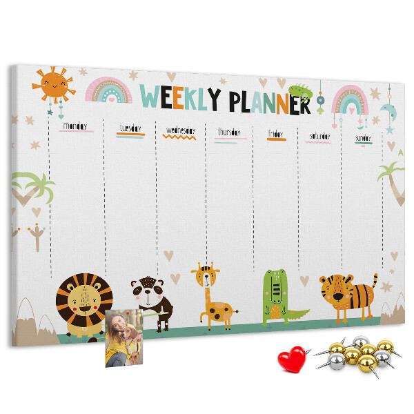 Cork memo board Weekly planner animals