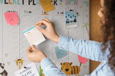 Cork memo board Weekly planner animals