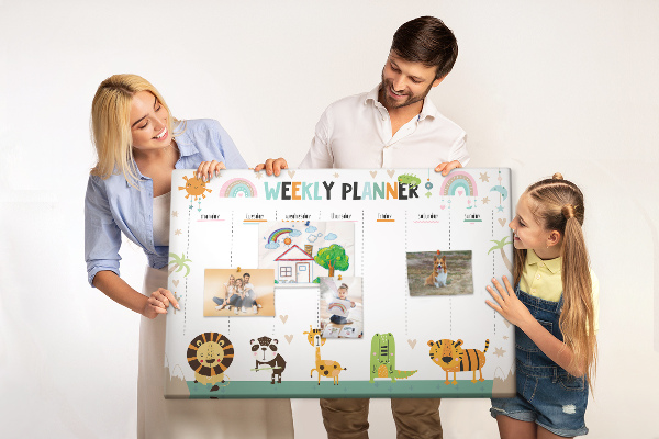 Cork memo board Weekly planner animals