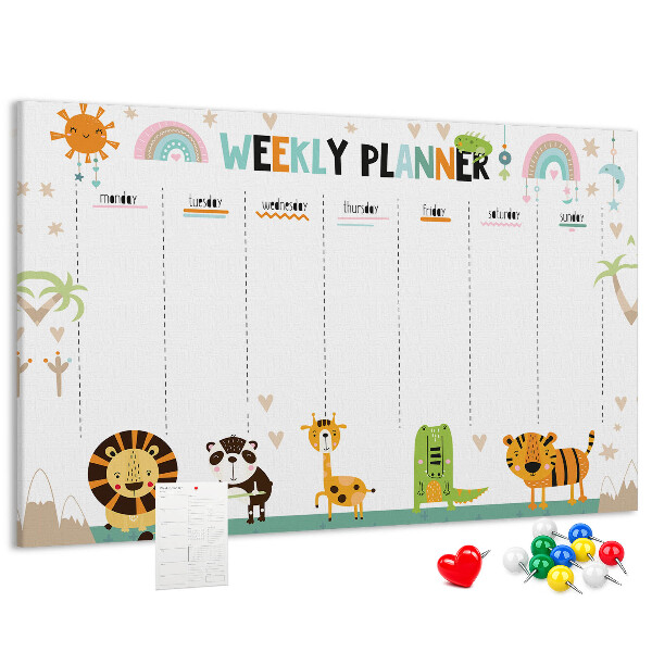 Cork memo board Weekly planner animals