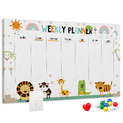 Cork memo board Weekly planner animals