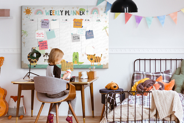 Cork memo board Weekly planner animals