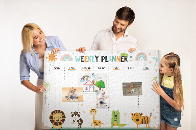 Cork memo board Weekly planner animals