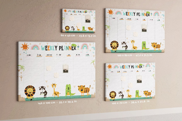 Cork memo board Weekly planner animals