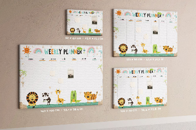 Cork memo board Weekly planner animals