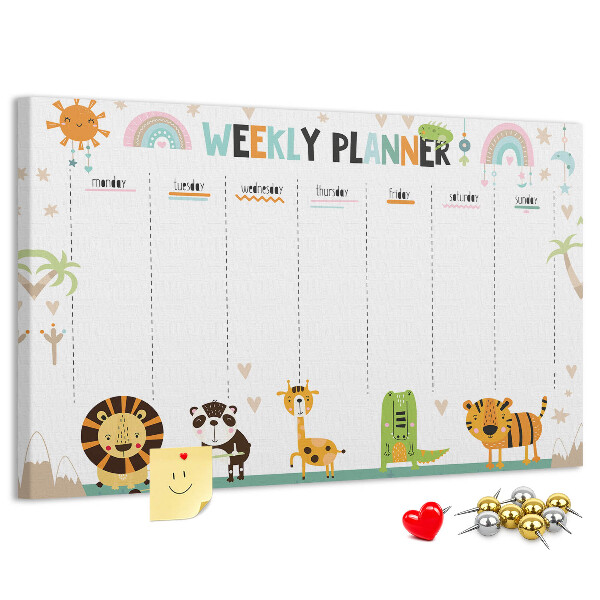 Cork memo board Weekly planner animals