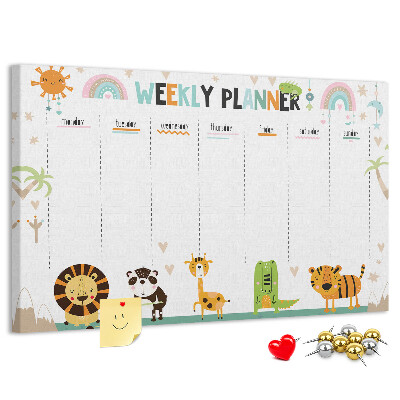 Cork memo board Weekly planner animals
