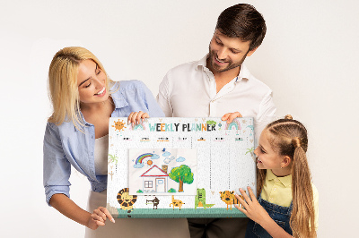 Cork memo board Weekly planner animals
