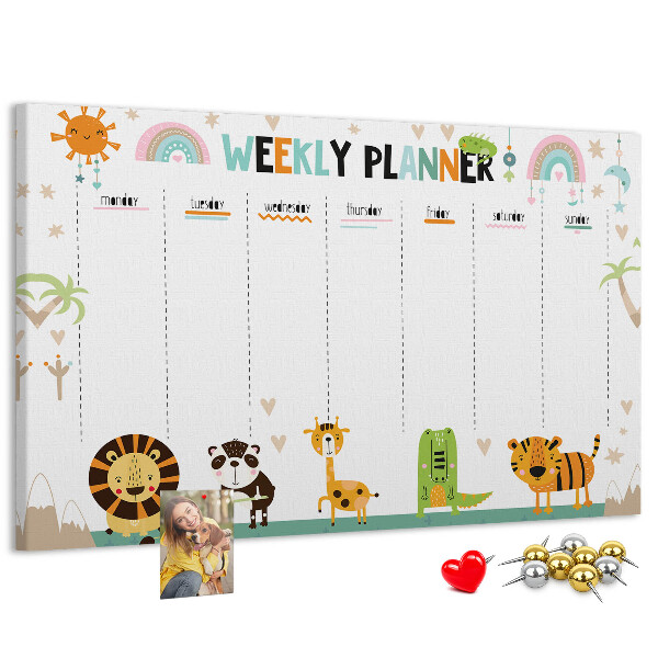 Cork memo board Weekly planner animals