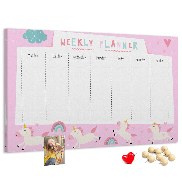Cork board Weekly planner for kids