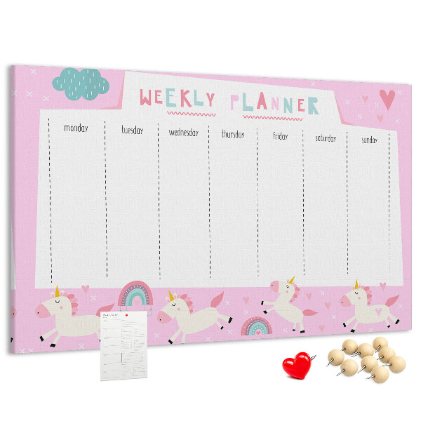 Cork board Weekly planner for kids