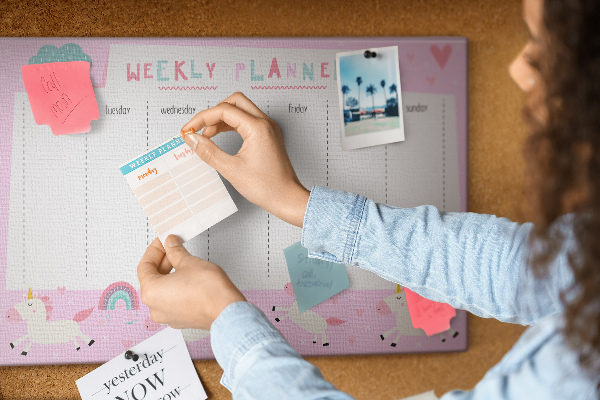 Cork board Weekly planner for kids