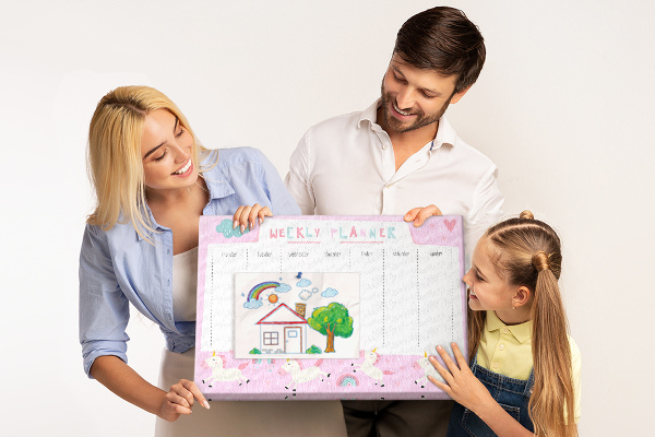 Cork board Weekly planner for kids