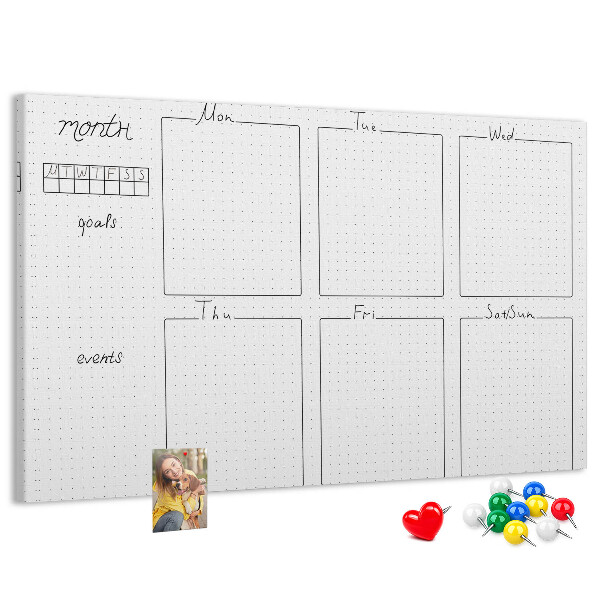 Cork display board Weekly plan
