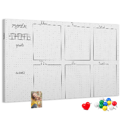 Cork display board Weekly plan