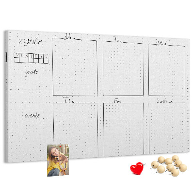 Cork display board Weekly plan