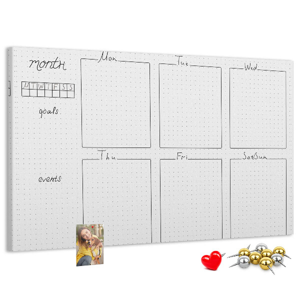 Cork display board Weekly plan