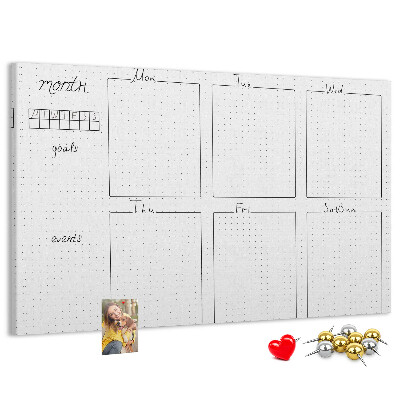 Cork display board Weekly plan