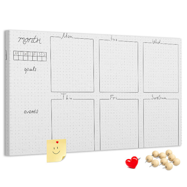 Cork display board Weekly plan
