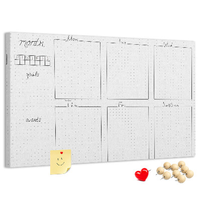 Cork display board Weekly plan
