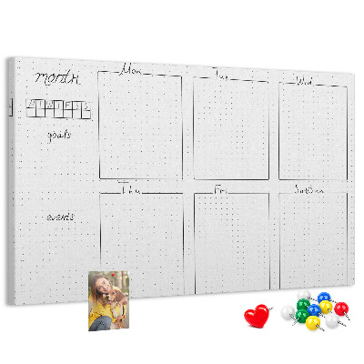 Cork display board Weekly plan
