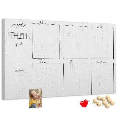 Cork display board Weekly plan