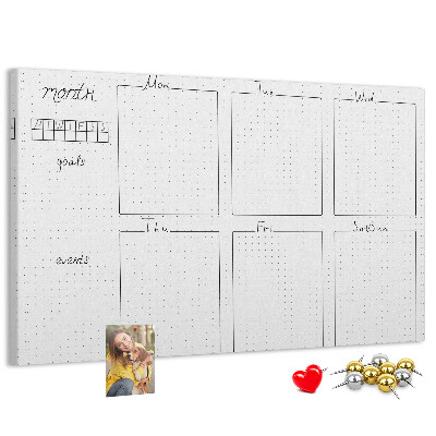 Cork display board Weekly plan