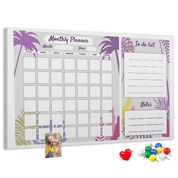 Cork memo board Monthly planner