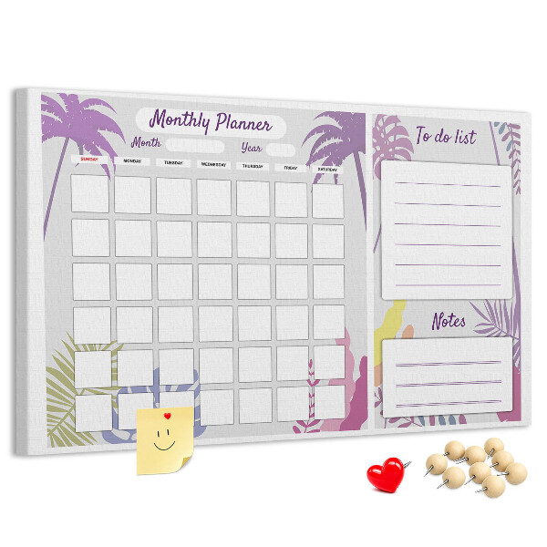 Cork memo board Monthly planner