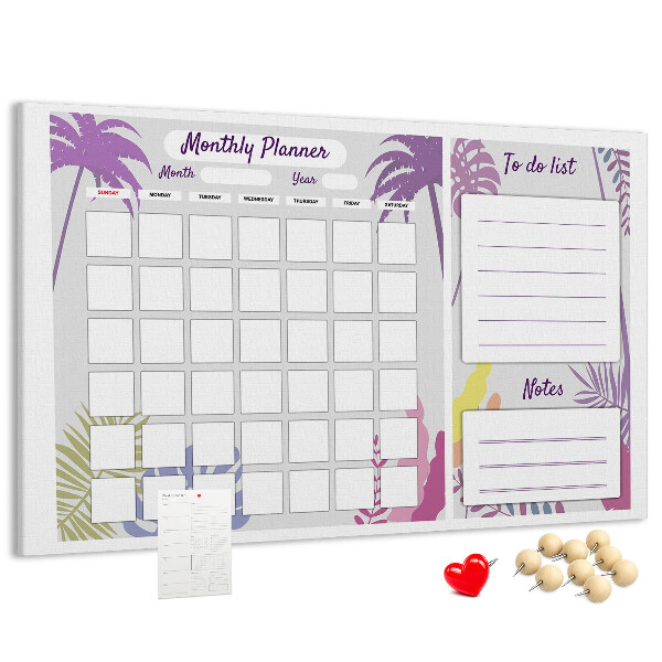 Cork memo board Monthly planner