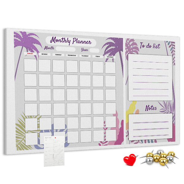 Cork memo board Monthly planner
