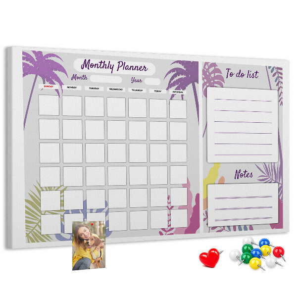 Cork memo board Monthly planner
