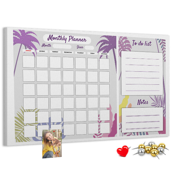 Cork memo board Monthly planner