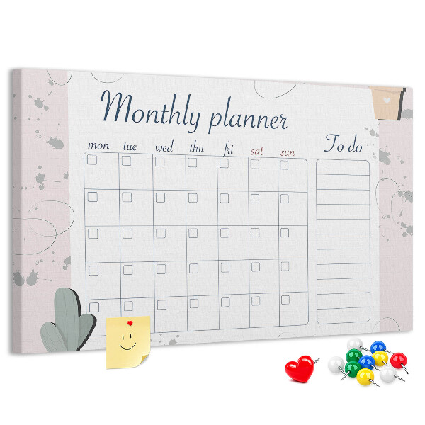 Cork board Month planner