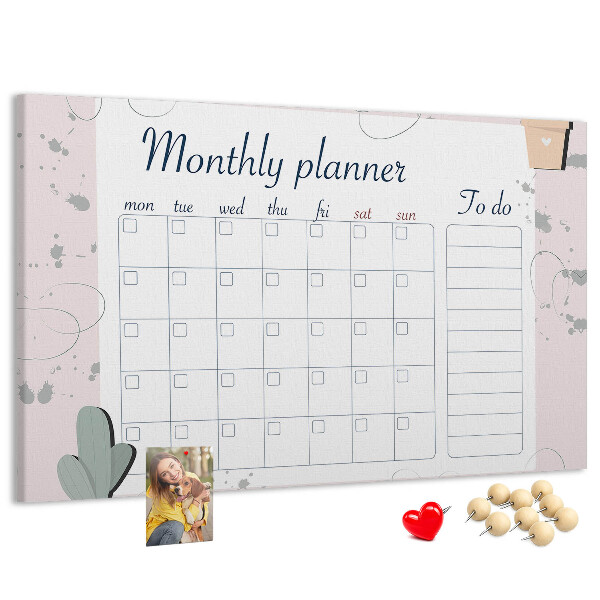 Cork board Month planner
