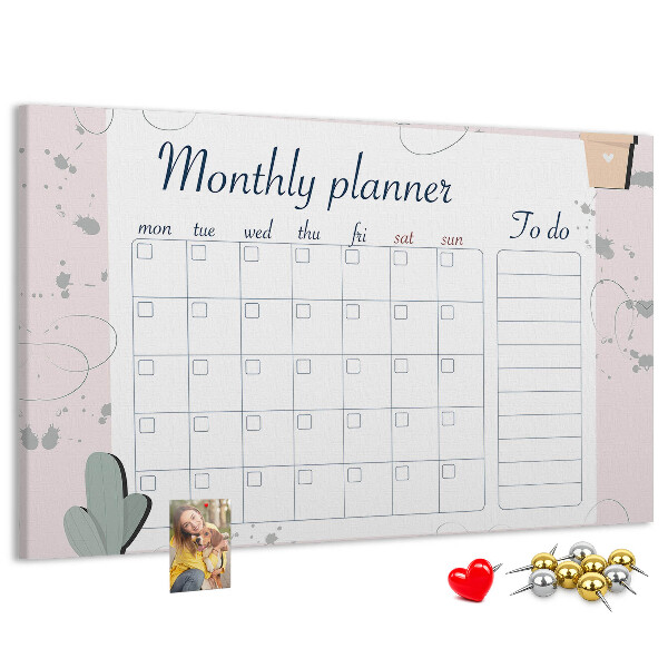 Cork board Month planner