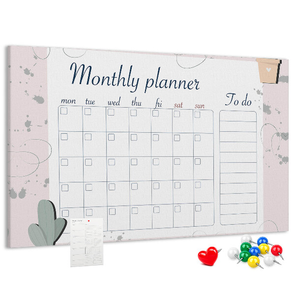 Cork board Month planner