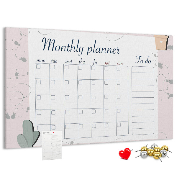 Cork board Month planner