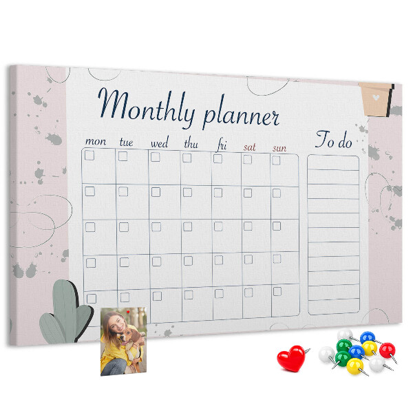 Cork board Month planner