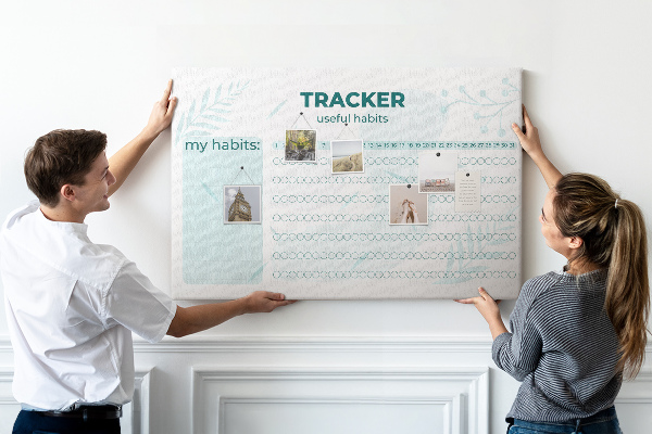 Cork memo board Habit tracker