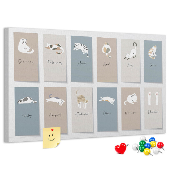 Cork board Cat calendar