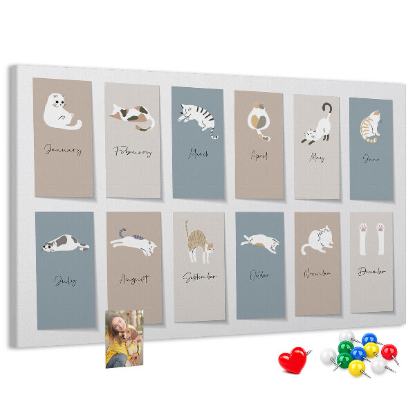 Cork board Cat calendar