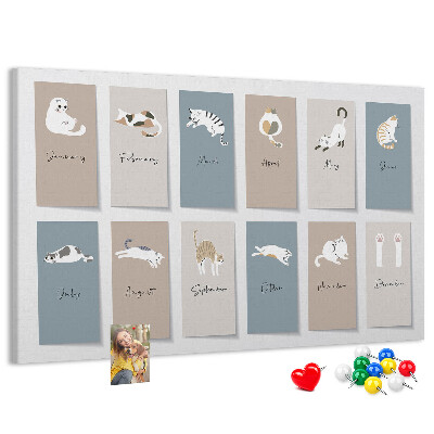 Cork board Cat calendar
