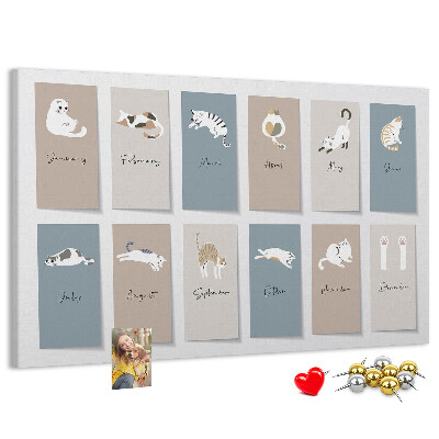 Cork board Cat calendar